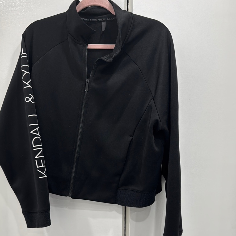 Kendall & Kylie Black Bomber Jacket with Sleeve Detailing